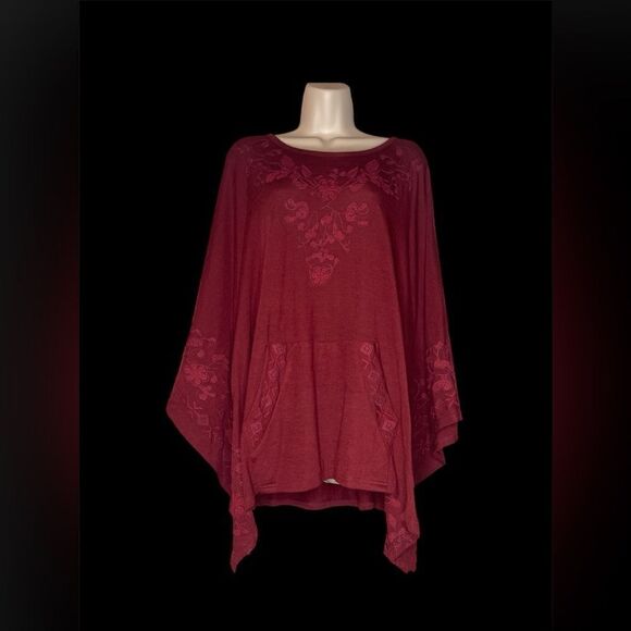 MONORENO embroidered burgundy oversized kimono style - Picture 1 of 6